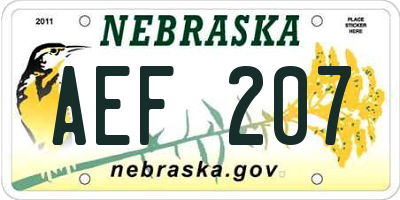 NE license plate AEF207
