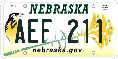 NE license plate AEF211