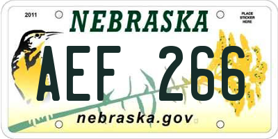 NE license plate AEF266