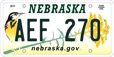 NE license plate AEF270