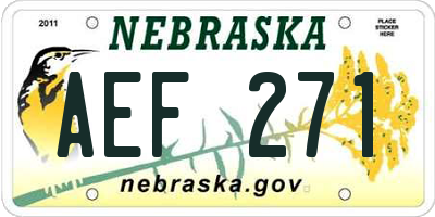 NE license plate AEF271