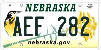 NE license plate AEF282