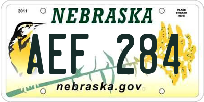 NE license plate AEF284