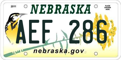 NE license plate AEF286