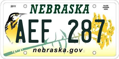 NE license plate AEF287