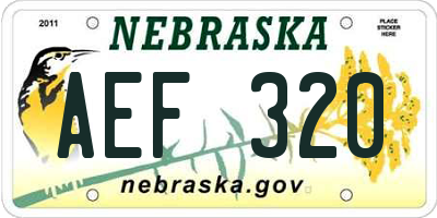 NE license plate AEF320