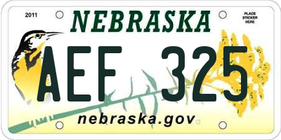 NE license plate AEF325