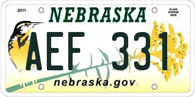 NE license plate AEF331