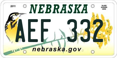 NE license plate AEF332