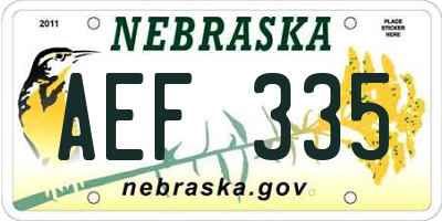 NE license plate AEF335