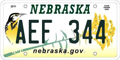 NE license plate AEF344