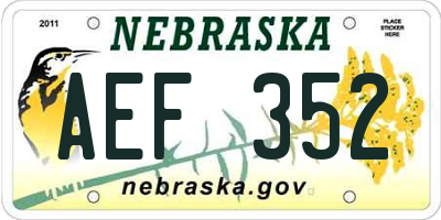 NE license plate AEF352