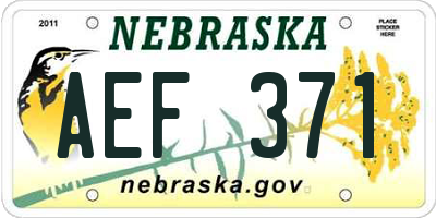 NE license plate AEF371