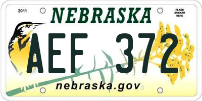 NE license plate AEF372