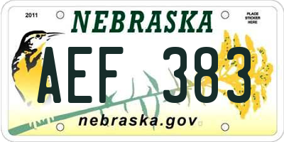 NE license plate AEF383