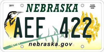 NE license plate AEF422