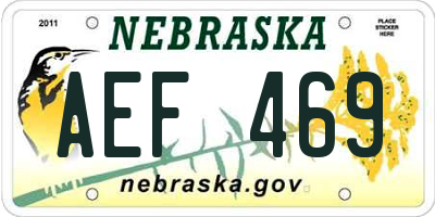 NE license plate AEF469