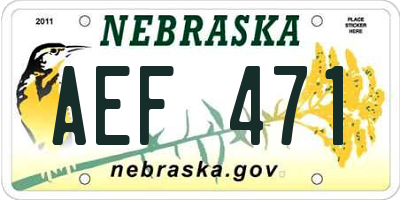 NE license plate AEF471