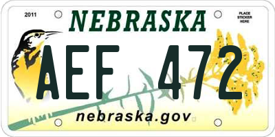 NE license plate AEF472