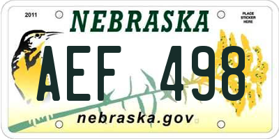 NE license plate AEF498