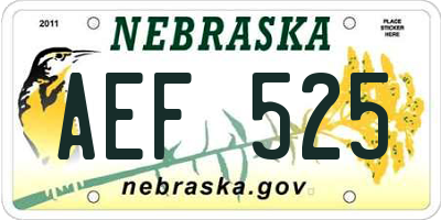 NE license plate AEF525