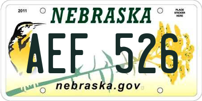 NE license plate AEF526