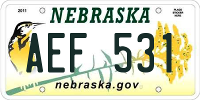 NE license plate AEF531