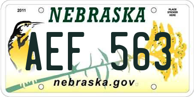NE license plate AEF563