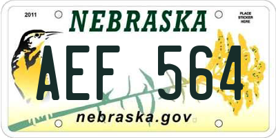 NE license plate AEF564