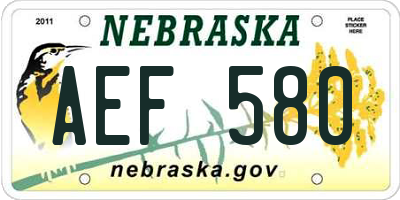 NE license plate AEF580
