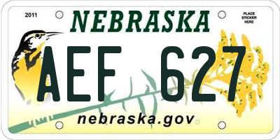 NE license plate AEF627