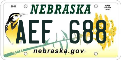 NE license plate AEF688