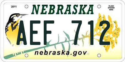 NE license plate AEF712