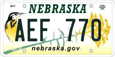 NE license plate AEF770