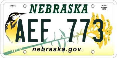 NE license plate AEF773