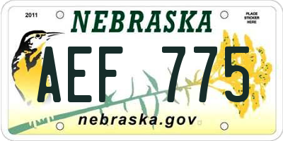 NE license plate AEF775