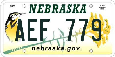 NE license plate AEF779