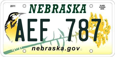 NE license plate AEF787
