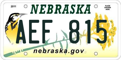 NE license plate AEF815