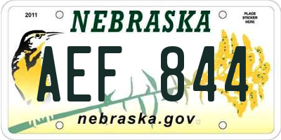 NE license plate AEF844