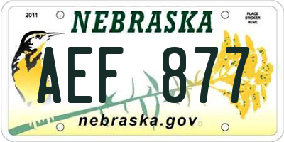 NE license plate AEF877