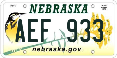 NE license plate AEF933