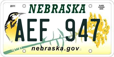 NE license plate AEF947