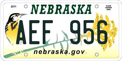 NE license plate AEF956