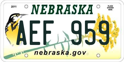 NE license plate AEF959