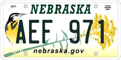 NE license plate AEF971