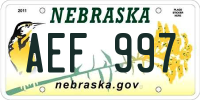 NE license plate AEF997