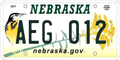 NE license plate AEG012