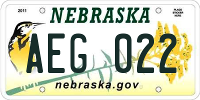 NE license plate AEG022