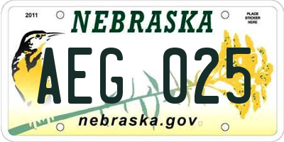 NE license plate AEG025